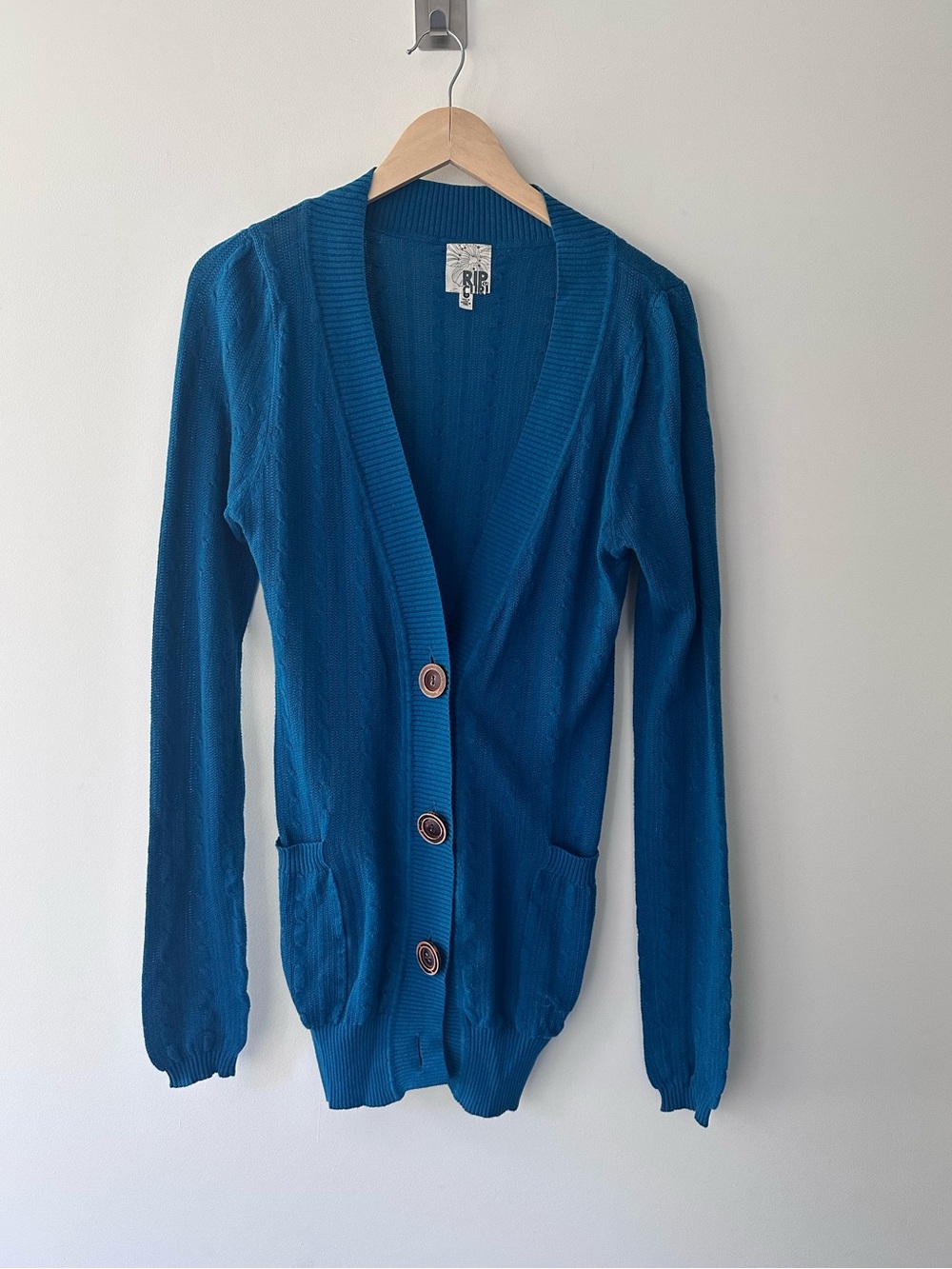 Rip Curl | M | Deep Turquoise Blue Longline Lightweight Button Cardigan